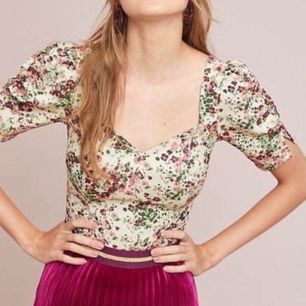 Anthropologie Maeve puff sleeve floral top